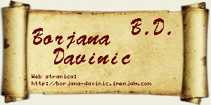 Borjana Davinić vizit kartica